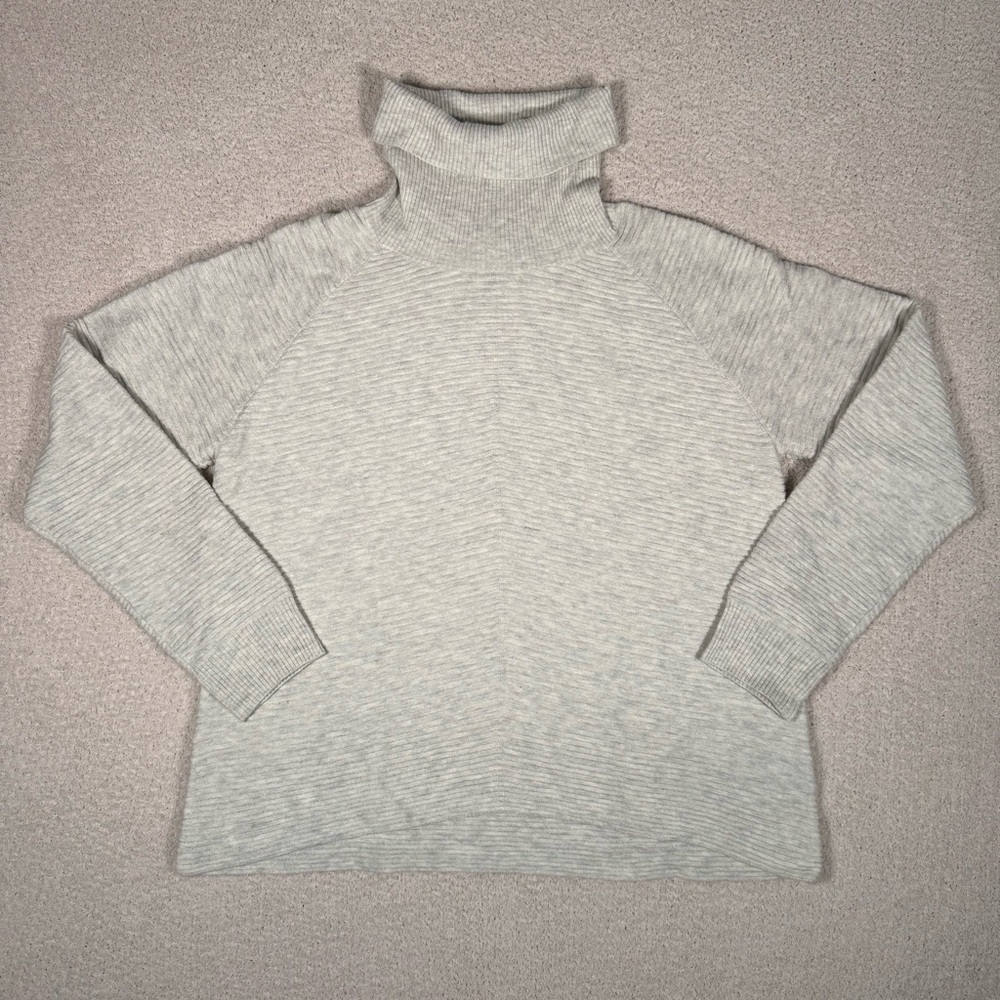 KUHL Solace Turtleneck SWEATER Pullover Wool Light Gray/Oatmeal Ribbed Size L